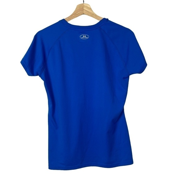 Under Armour Bright Blue Heat Gear Semi Fitted V-Neck Athletic Top M - Picture 2 of 3